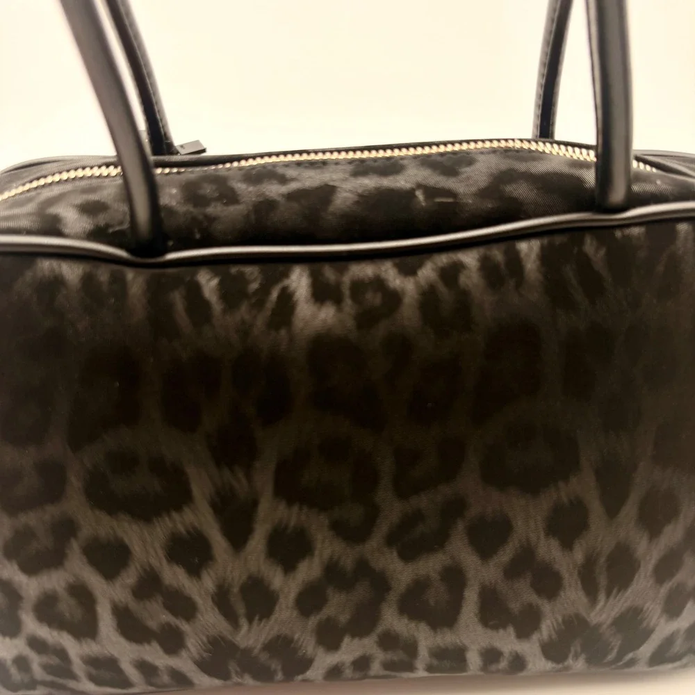 Baby Phat Black Leopard Print Velvet Handbag with Cat Applique Coin Purse Y2k